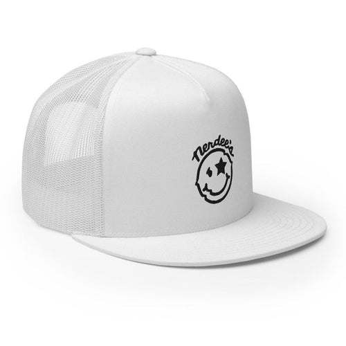 Nerdee's Official Logo (Black) - Flat Bill Trucker Cap
