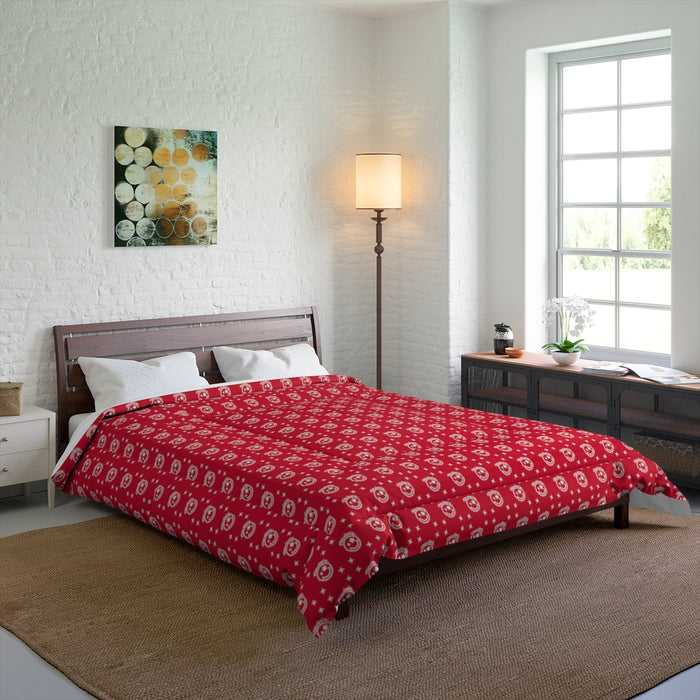 Nerdee's Official Logo Pattern (Design 01) Comforter - Dark Red