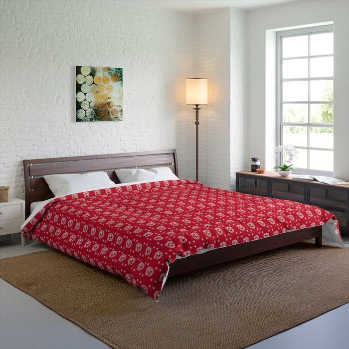 Nerdee's Official Logo Pattern (Design 01) Comforter - Dark Red