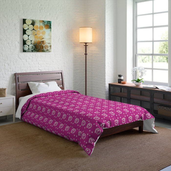 Nerdee's Official Logo Pattern (Design 01) Comforter - Hot Pink