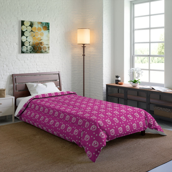 Nerdee's Official Logo Pattern (Design 01) Comforter - Hot Pink