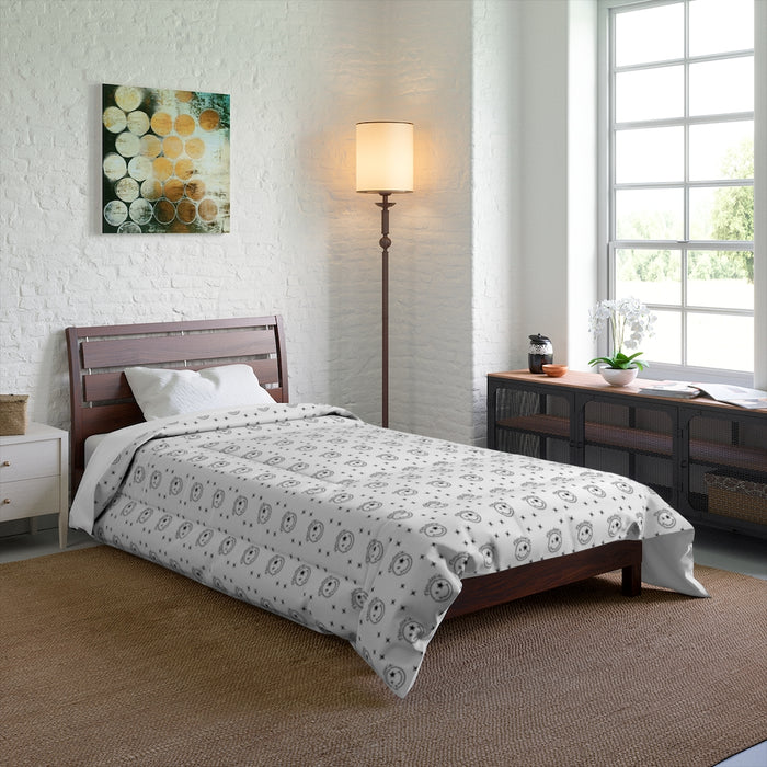 Nerdee's Official Logo Pattern (Design 01) Comforter - White