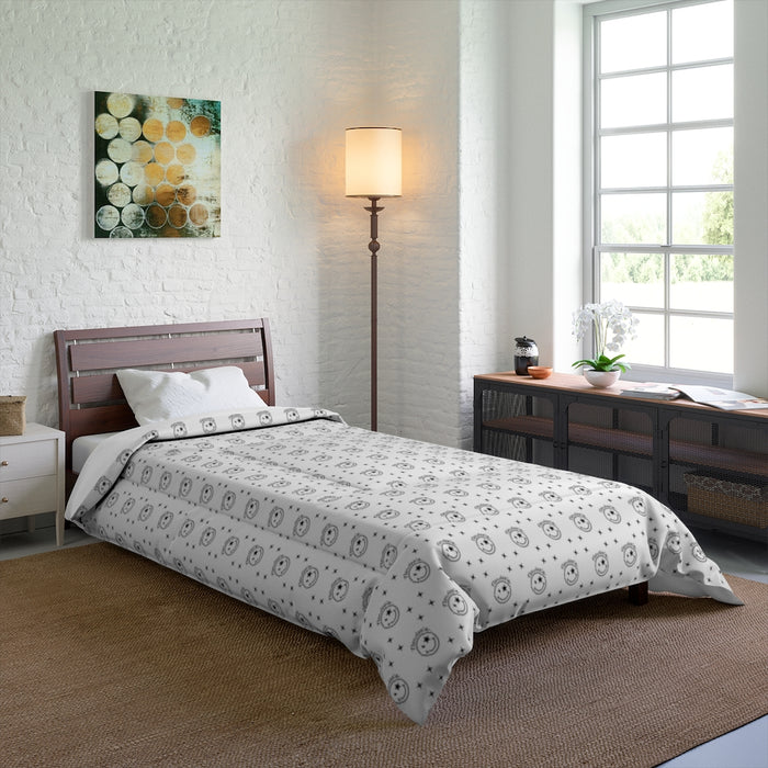 Nerdee's Official Logo Pattern (Design 01) Comforter - White