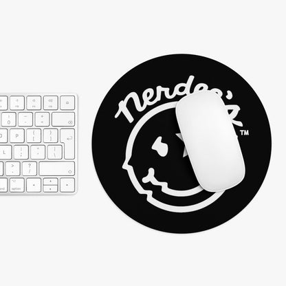Nerdee's Official Logo Round Mousepad - Black