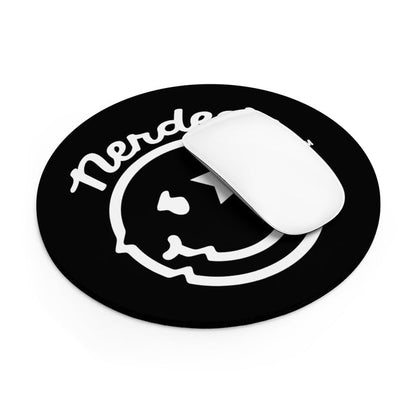 Nerdee's Official Logo Round Mousepad - Black