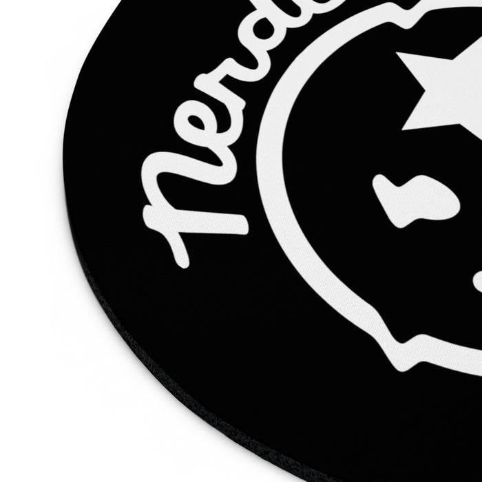 Nerdee's Official Logo Round Mousepad - Black