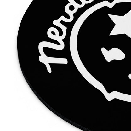 Nerdee's Official Logo Round Mousepad - Black