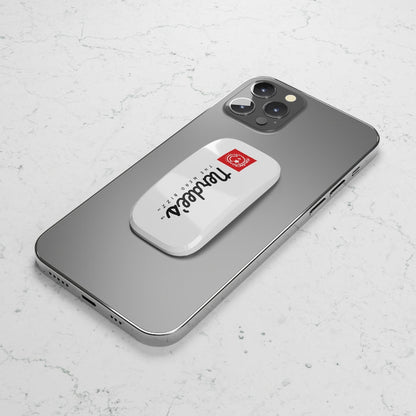 Nerdee's Red Banner Logo - Phone Click-On Grip - White