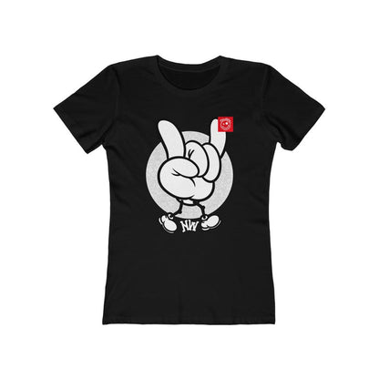 Nerdee's World Crew "NW Hand Sign" - Women's The Boyfriend Tee