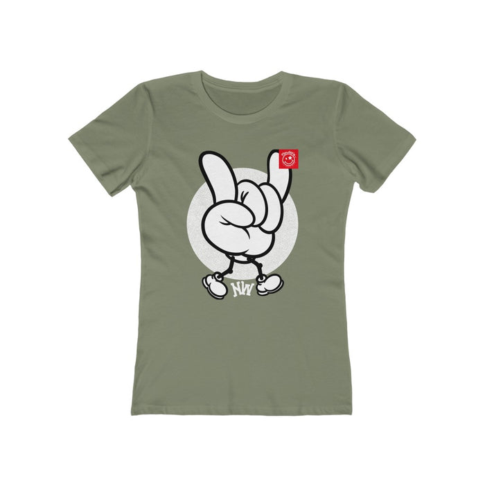 Nerdee's World Crew "NW Hand Sign" - Women's The Boyfriend Tee