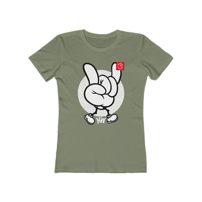 Nerdee's World Crew "NW Hand Sign" - Women's The Boyfriend Tee