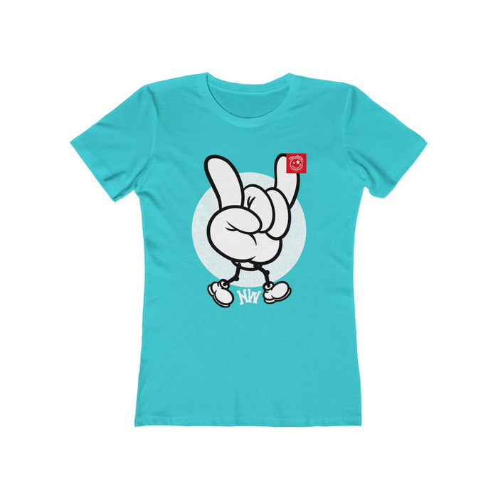 Nerdee's World Crew "NW Hand Sign" - Women's The Boyfriend Tee
