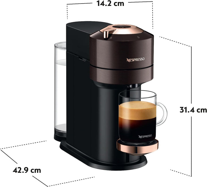 Nespresso Vertuo Next Premium Coffee Machine Rich Brown And Aeroccino Milk Frother Bundle