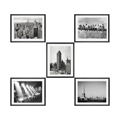 New York City framed wall art prints Set of 5 black and white art prints New York Skyline