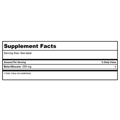 Now Foods Extra Strength Beta-Glucans With ImmunEnhancer 60 Vcaps - 3033 - 2 Pack - Supplement Facts panel