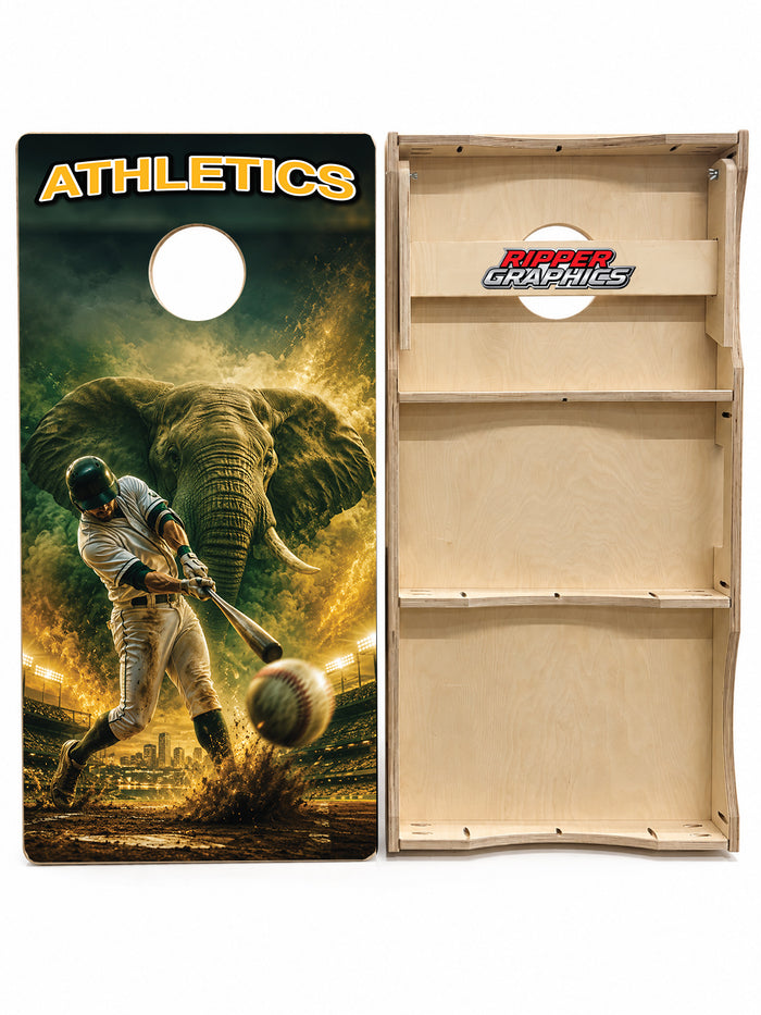 Oakland Athletics Baseball Inspired Cornhole Design