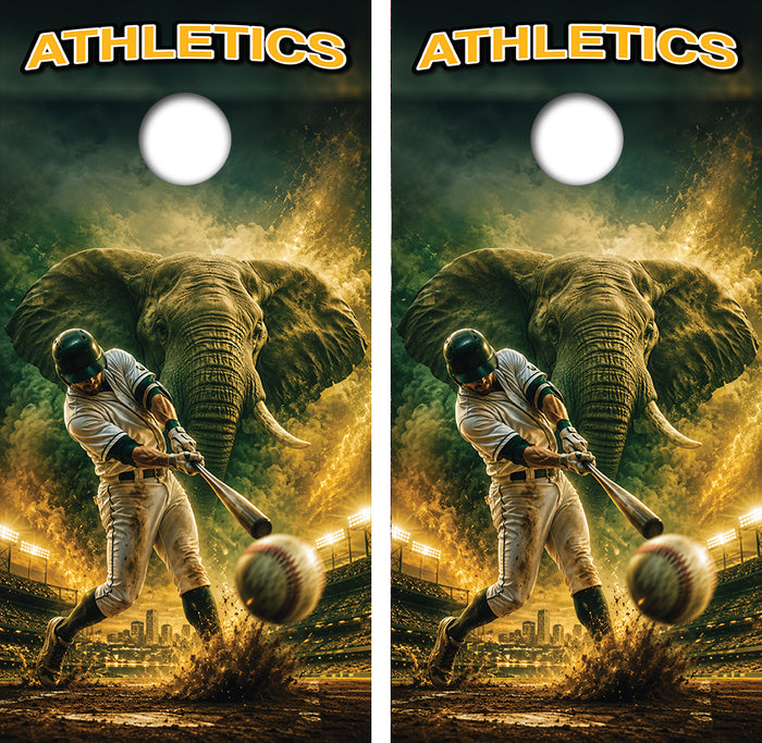 Oakland Athletics Baseball Inspired Cornhole Design