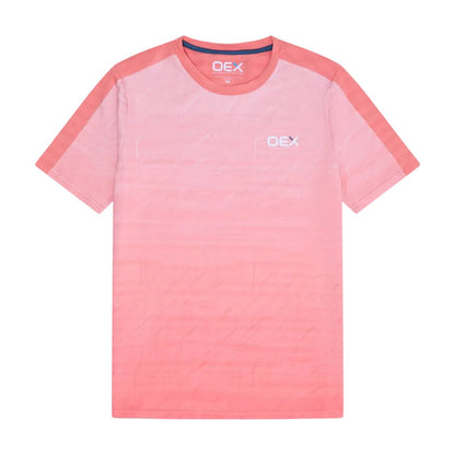 OEX Junior's 3-Piece Co-Ord Set Black, coral t-shirt with short sleeves and logo.