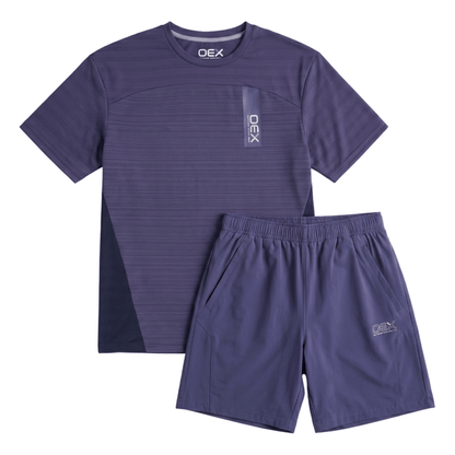 OEX Men's 2-Piece Co-Ord Set – Dusky Blue   (T-Shirt & Shorts)