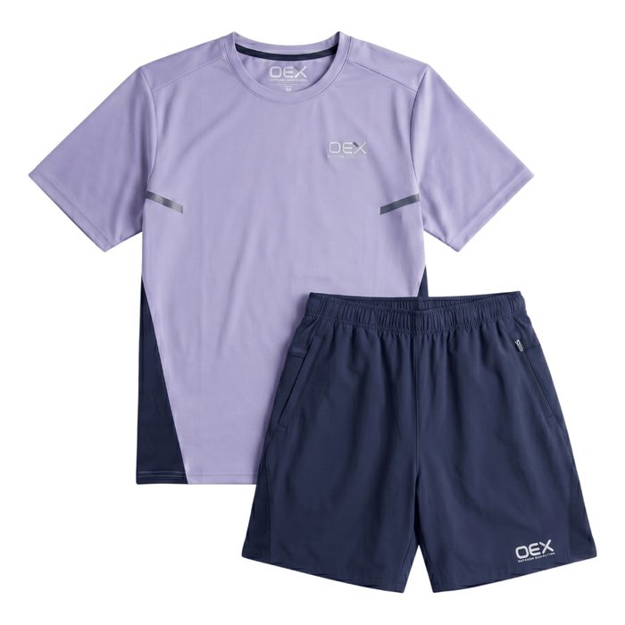 OEX Men's 2-Piece Co-Ord Set – Lilac/Midnight   (T-Shirt & Shorts)