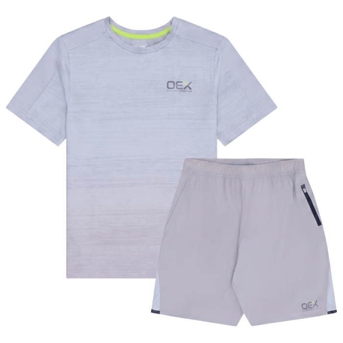 OEX Men's 2-Piece Co-Ord Set – Taupe/Warm Grey   (T-Shirt & Shorts)