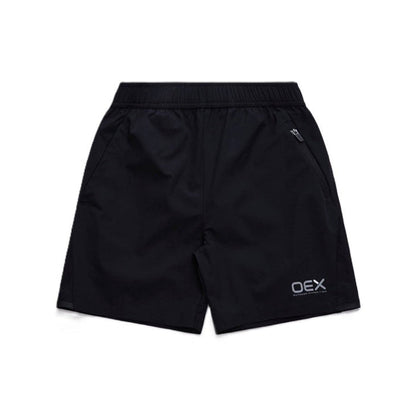 OEX Mens 3 Piece Co Ord Set Black shorts with elastic waistband and side pockets.