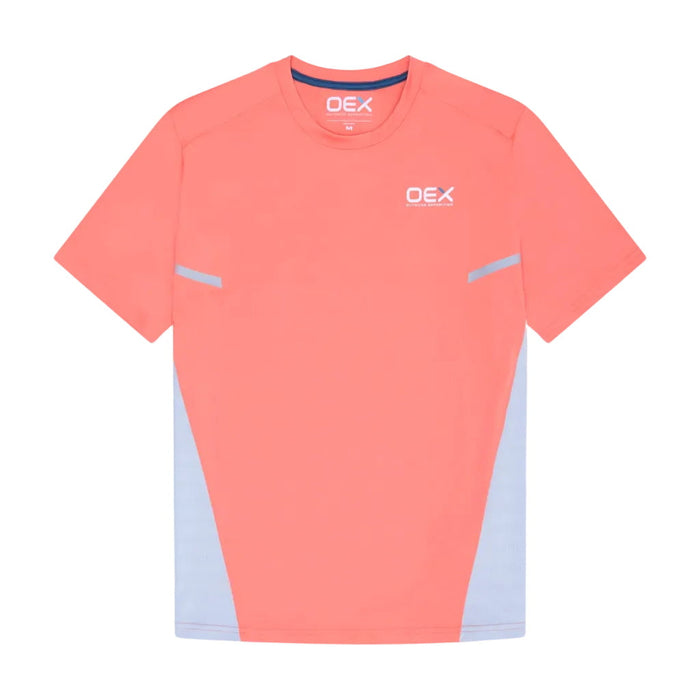 OEX Mens 3 Piece Co Ord Set t-shirt in Coral colour, featuring a modern design and breathable fabric.