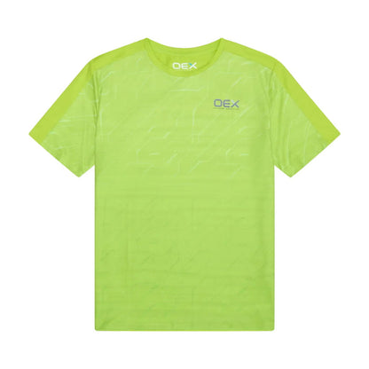 oex mens 3 piece co ord set black t-shirt in bright lime color, featuring breathable fabric for comfort