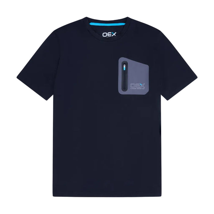 OEX Men's 3-Piece Co-Ord Set Black T-Shirt featuring stylish design and functional pocket.