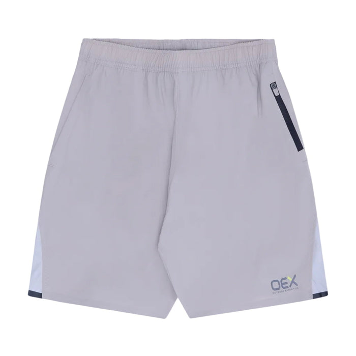OEX Mens 3 Piece Co Ord Set Black/Taupe shorts featuring breathable fabric and elastic waistband.