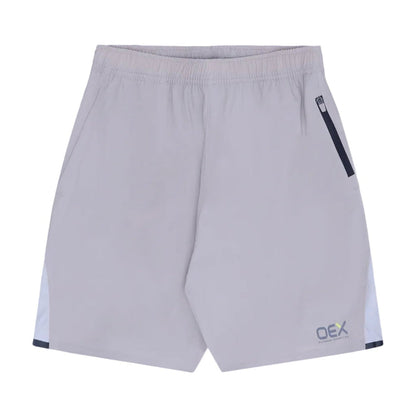 OEX Mens 3 Piece Co Ord Set Black/Taupe shorts featuring breathable fabric and elastic waistband.