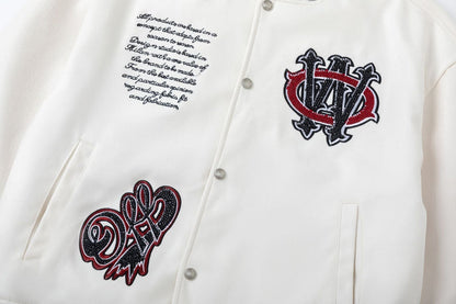 OFF WHITE Crystal Full Lea Varsity Jacket