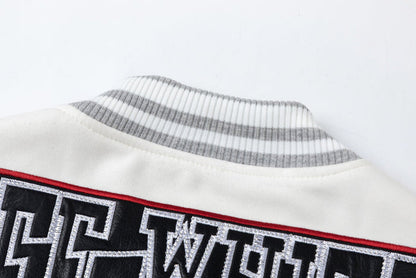 OFF WHITE Crystal Full Lea Varsity Jacket
