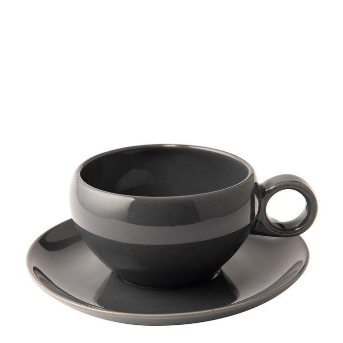Omada Irregular Cup & Saucer - Dark Grey