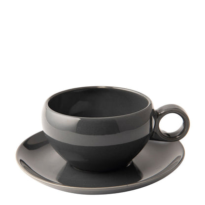 Omada Irregular Cup & Saucer - Dark Grey