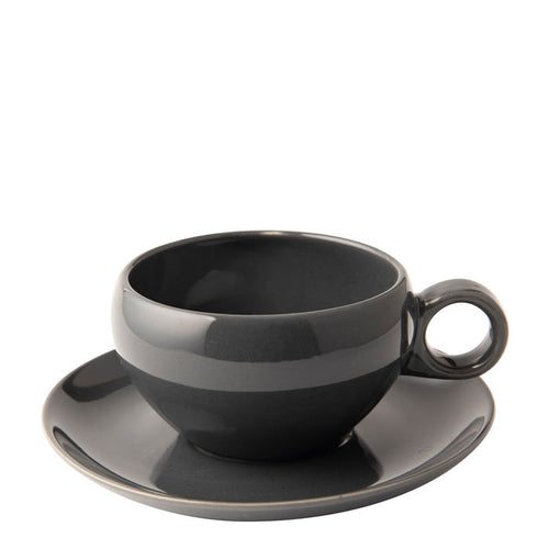 Omada Irregular Cup & Saucer - Dark Grey