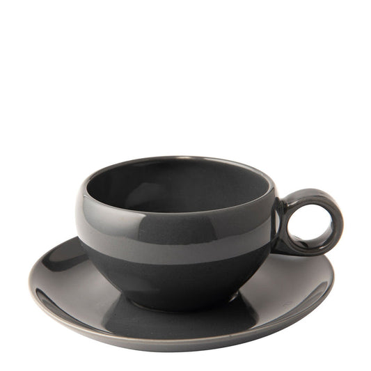 Omada Irregular Cup & Saucer - Dark Grey
