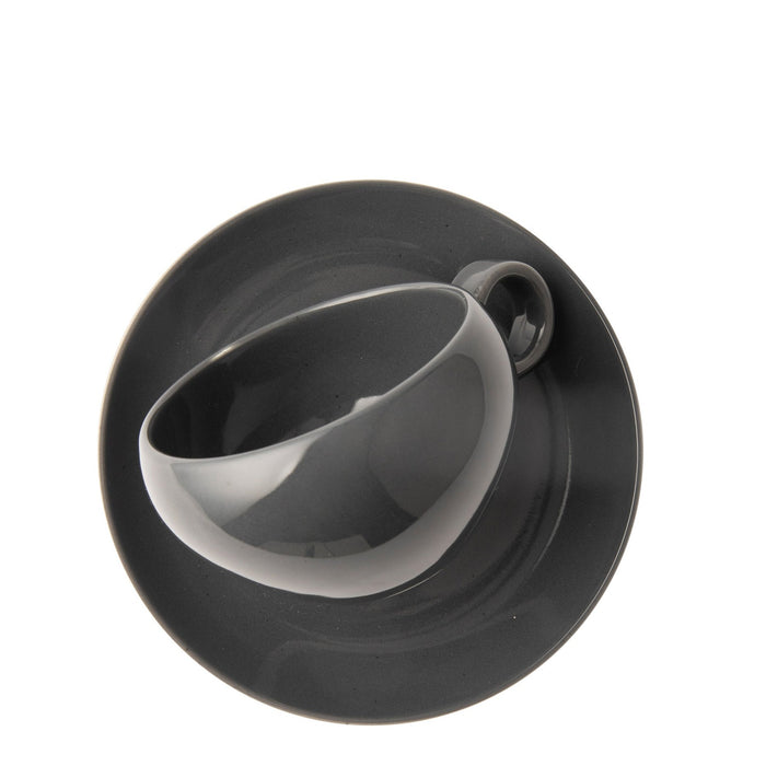 Omada Irregular Cup & Saucer - Dark Grey