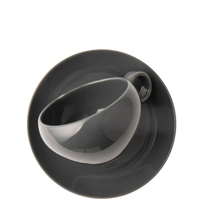 Omada Irregular Cup & Saucer - Dark Grey