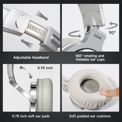 Headphones with adjustable features and soft ear cushions.