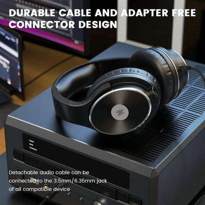 Sleek black wireless headphones with a silver circular accent on the earcup.
