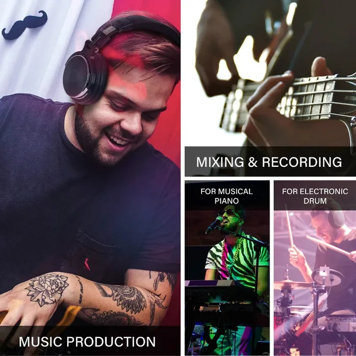 Music production and recording collage.