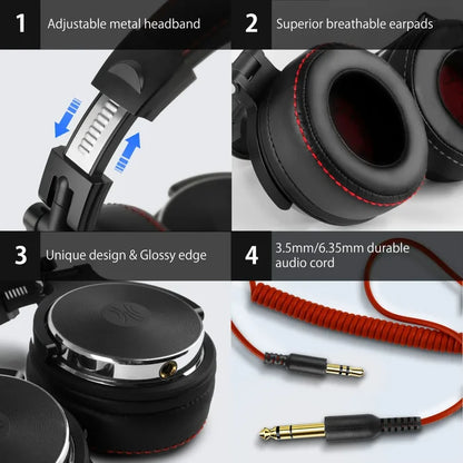 Black and red over-ear headphones.