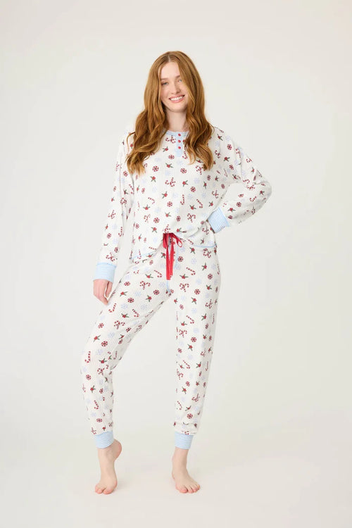 P. J. Salvage | Candy Cane Waffle Thermal Ski PJ Set