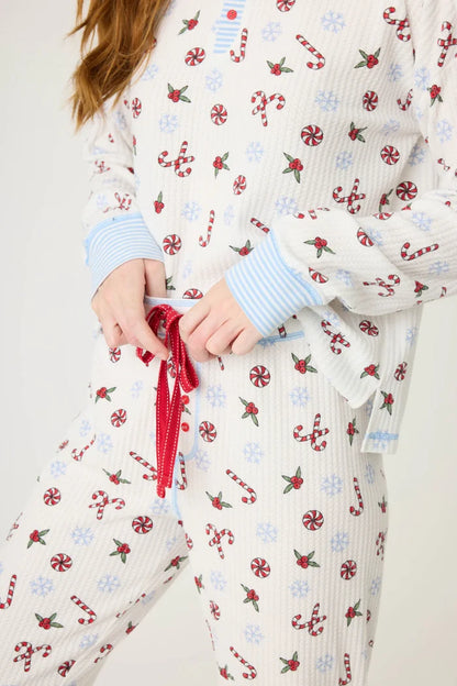 P. J. Salvage | Candy Cane Waffle Thermal Ski PJ Set
