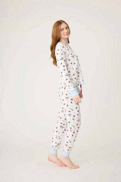 P. J. Salvage | Candy Cane Waffle Thermal Ski PJ Set