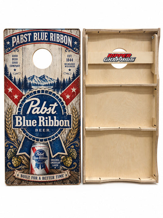Pabst Blue Ribbon Built For Better Time Cornhole Design