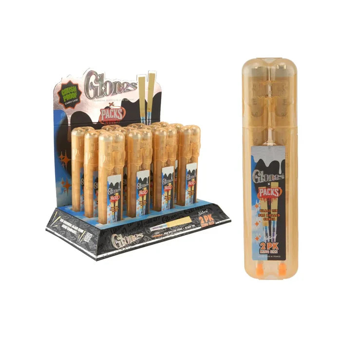 Packs Glones King Size White Pre-Rolled Cones w/Glass Tips 2ct 12pk