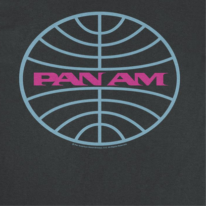 Pan Am Meatball Logo Pale Blue and Lavender Black T-Shirt