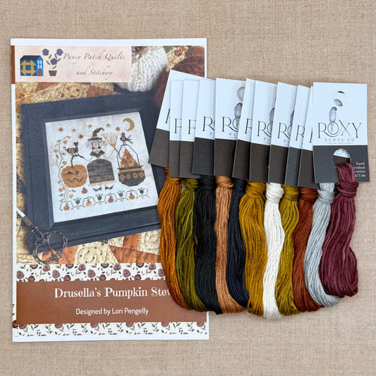 Pansy Patch Quilts and Stitchery - Drusella's Pumpkin Stew - Cross Stitch Chart and/or Roxy Floss Co Threads
